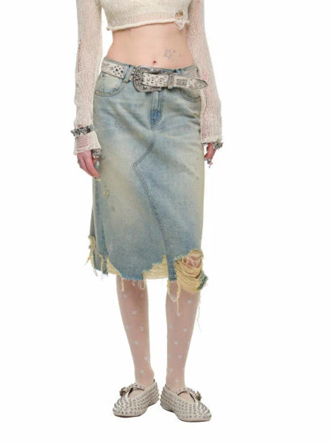 Washed Denim Skirt
