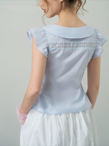 Blue Doll Collar Blouse