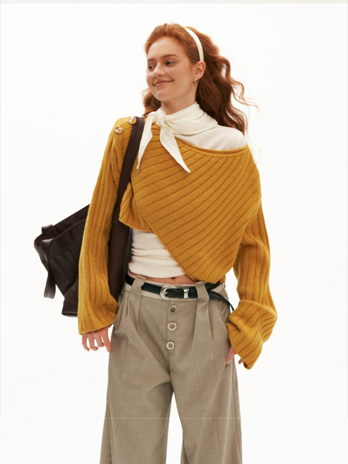 Cross Neck Recycled Knit Sweater