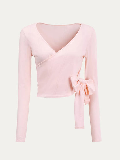 Deep V-neck Blouse &amp; Cami &amp; Skirt Set