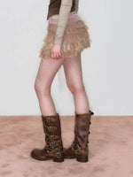 Lace Panel Tiered Skirt