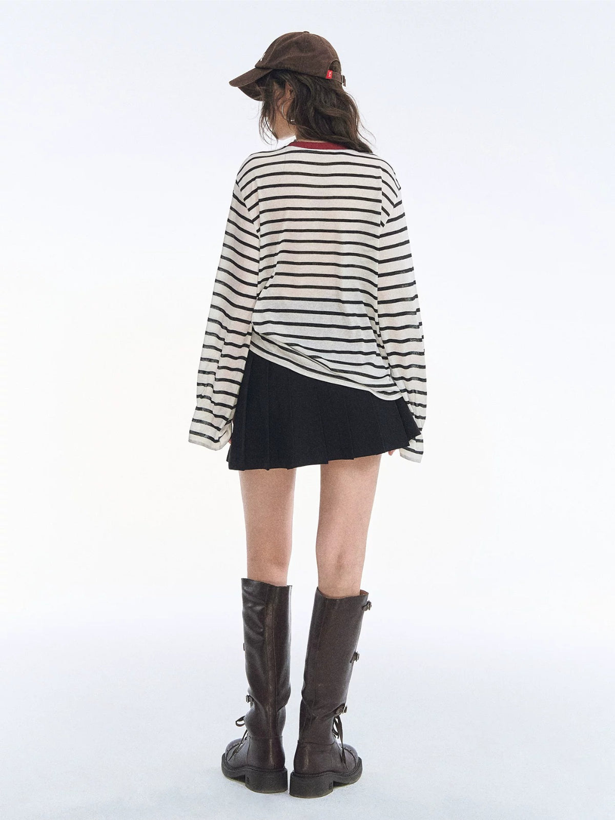 Asymmetric Waist Pleated A-Line Skirt