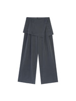 Gray Embroidered Curtain Panel Pants
