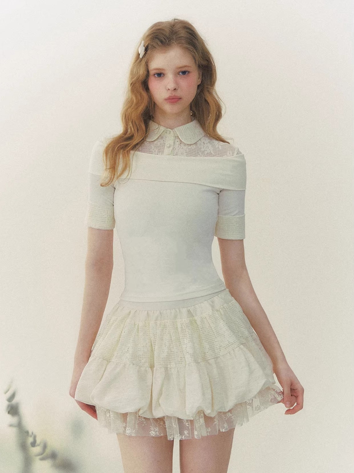 Lace Tiered Mini Skirt