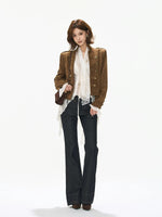 Suede Stand Collar Cropped Jacket