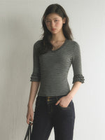 Vintage Stripe V-Neck Top