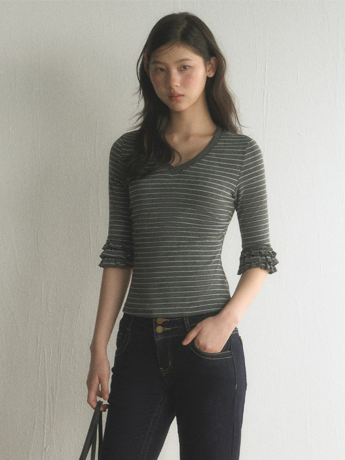Vintage Stripe V-Neck Top