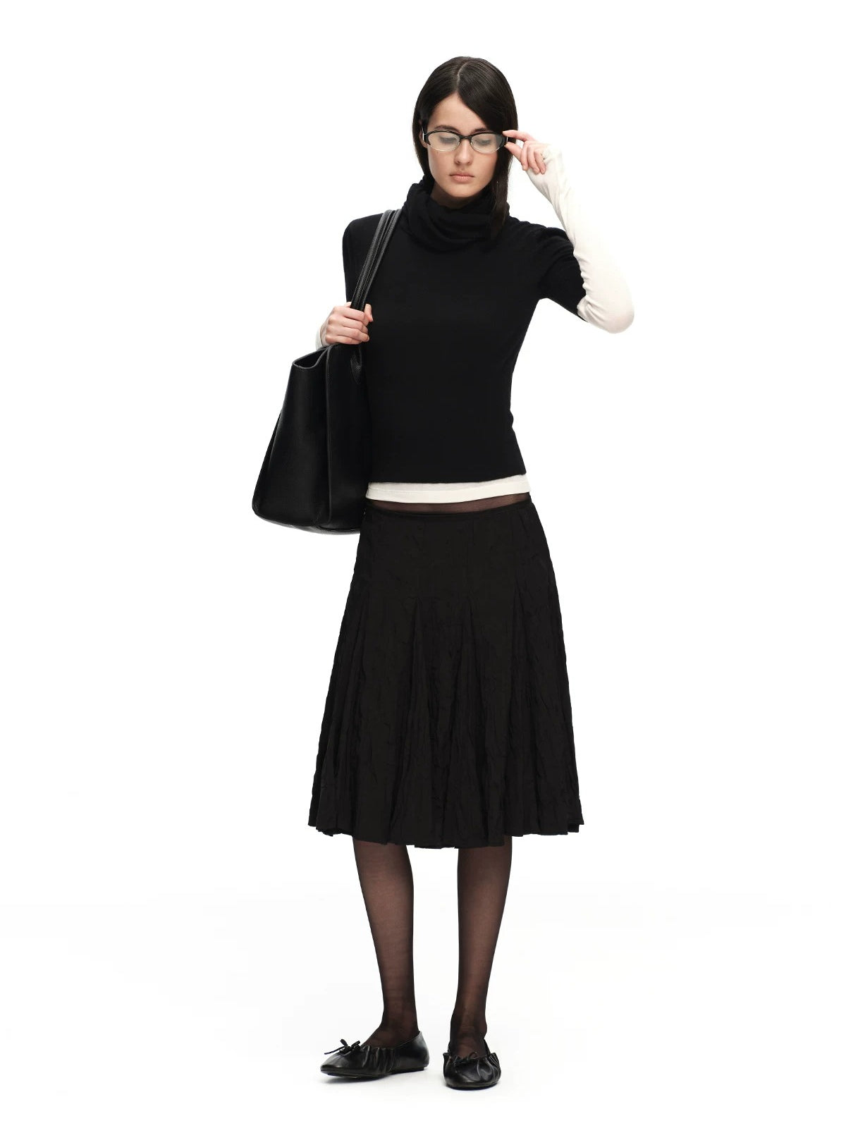Crinkled A-Line Skirt