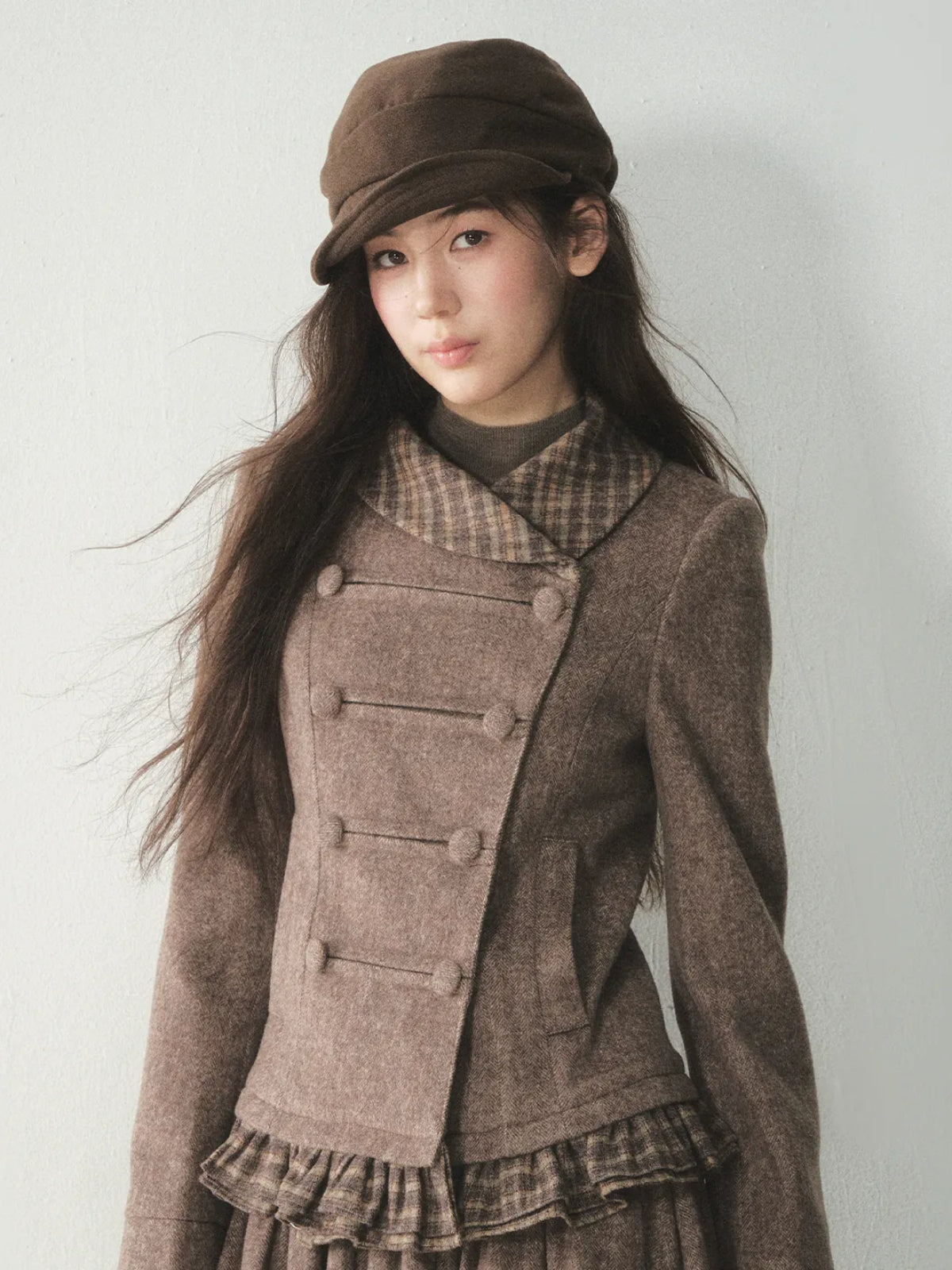 Vintage Double-Breasted Jacket &amp; Midi Skirt Set
