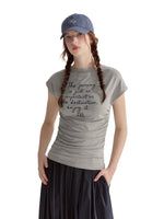Embroidered Ruched T-Shirt