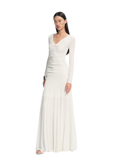 Wisteria Knotted V-Neck Dress