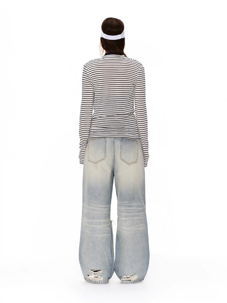 Layered Stripe Drape Top