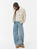 Double Waistband Washed Barrel Jeans