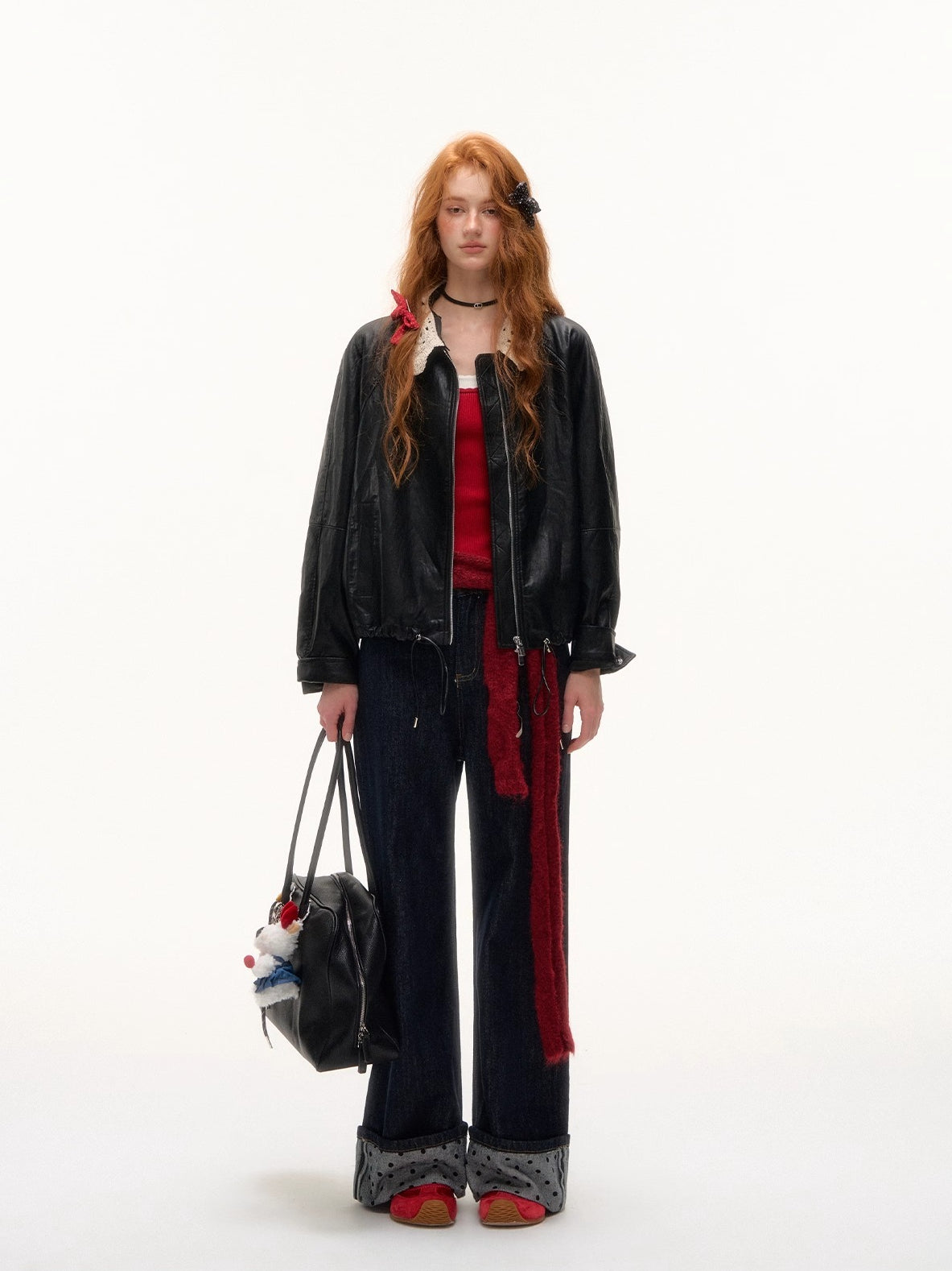 Detachable Collar PU Biker Jacket