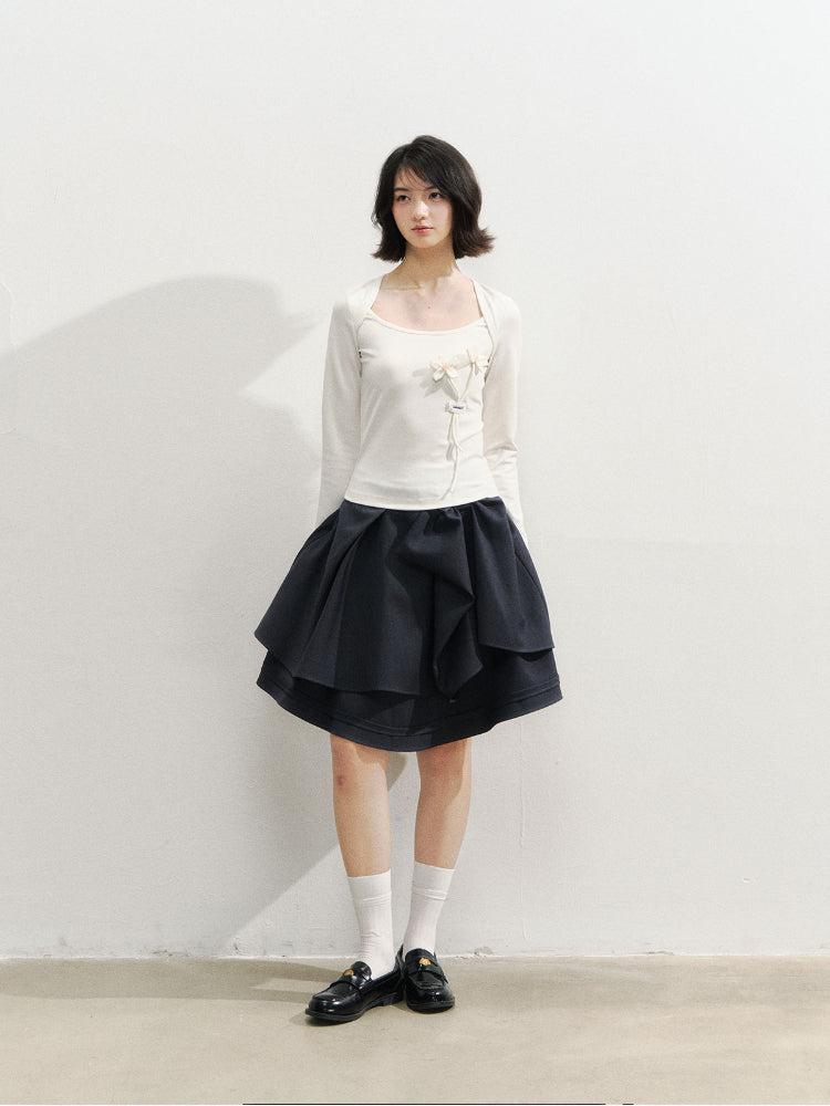 Structural Bow Mini Skirt