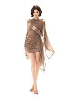 Asymmetric Mesh Knit Dress