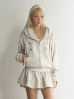 Floral Military Detail Zip-Up Hoodie