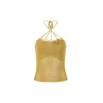 Rose Knitted Hollow Out Spaghetti Strap Tank Top
