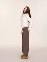Speckled Wool Blend Wide Leg Pants