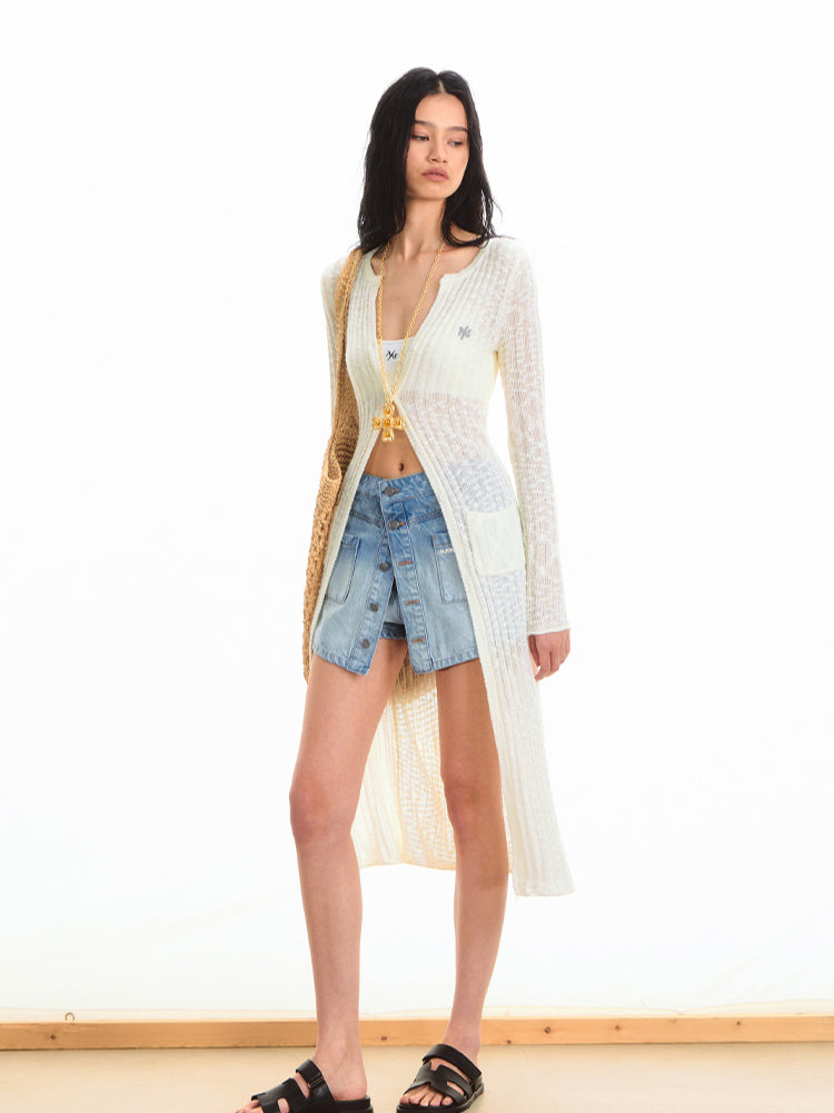 Anti-Pilling Round Neck Lightweight Knit Cardigan