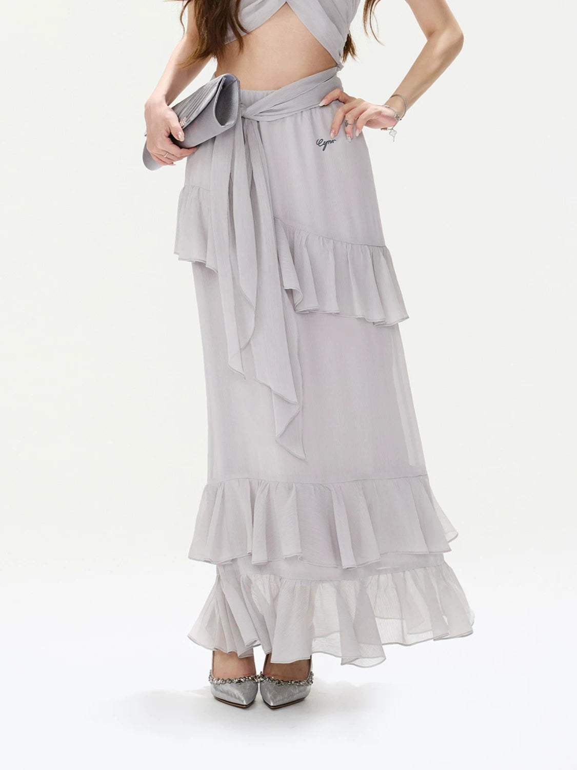 Cross-Halter Chiffon Set