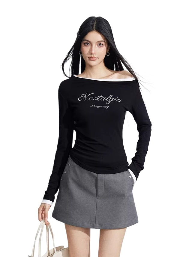 Asymmetric Rhinestone Tee