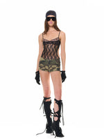 Camo Lace Layered Shorts