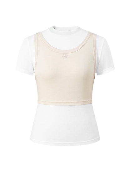 Color-Block Splicing Two-in-One T-shirt