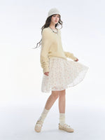 Seamless V Neck Silk Wool Sweater