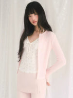 Openwork Jacquard Knit Cardigan & Camisole Set