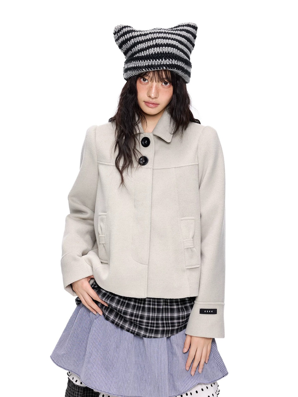 Korean Wool Blend Short Coat