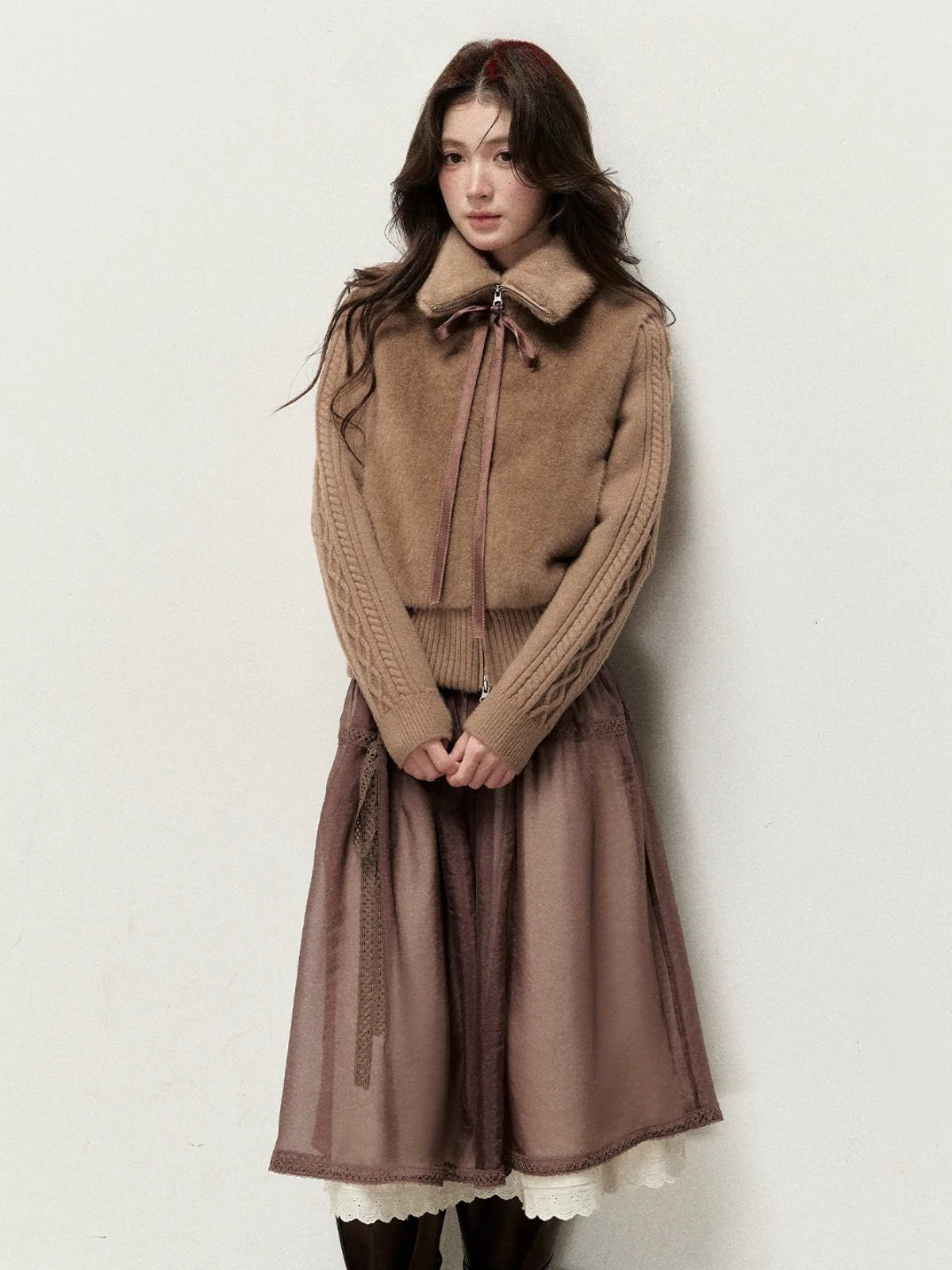 Oversized Collar Faux Fur Jacket