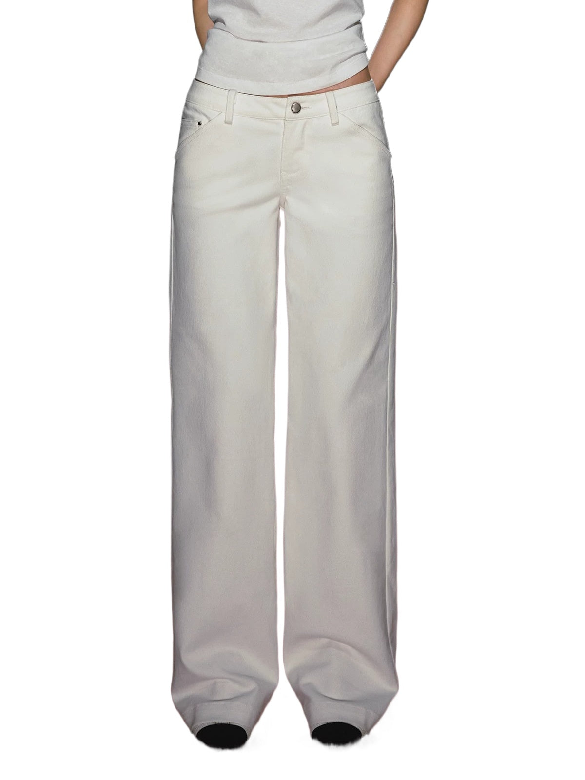 Vintage Low Rise White Straight Leg Jeans