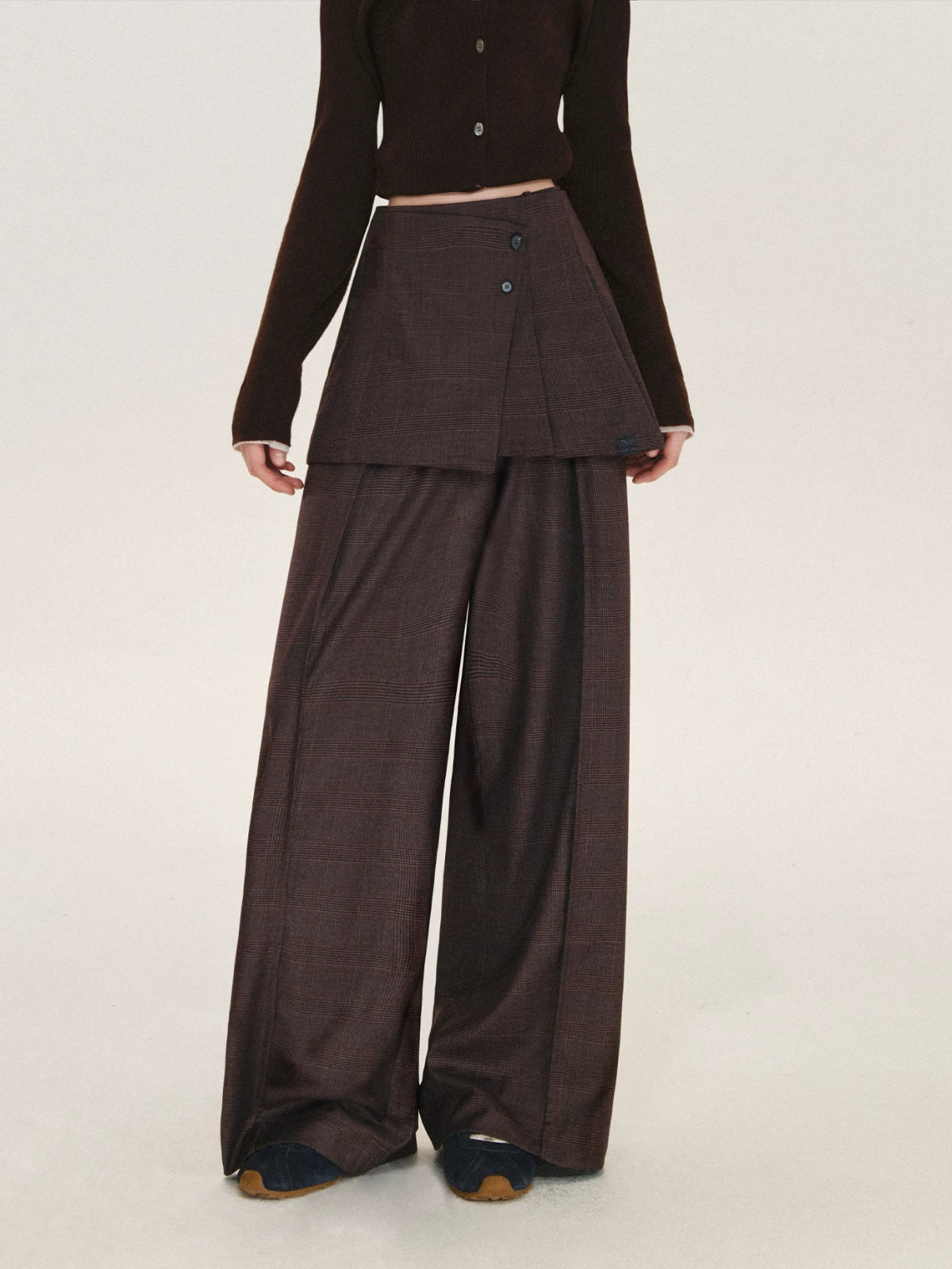 Detachable Overlay Wide Leg Pants