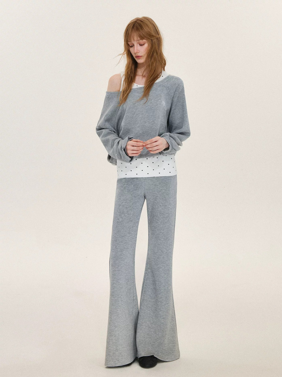 Polka Dot Layered Sweatshirt Set