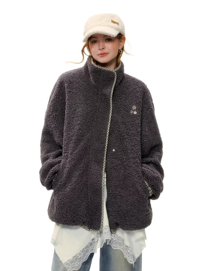 Reversible Shearling Plaid Jacket