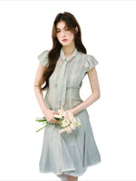 Silk Tie Blouse & Skirt Set