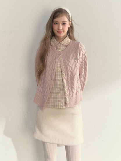 “Pine Dusk” Wool-Blend Doll Collar Knit Sweater