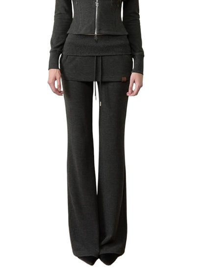 Gray &amp; Khaki Wide-Leg Panel Sweatpants