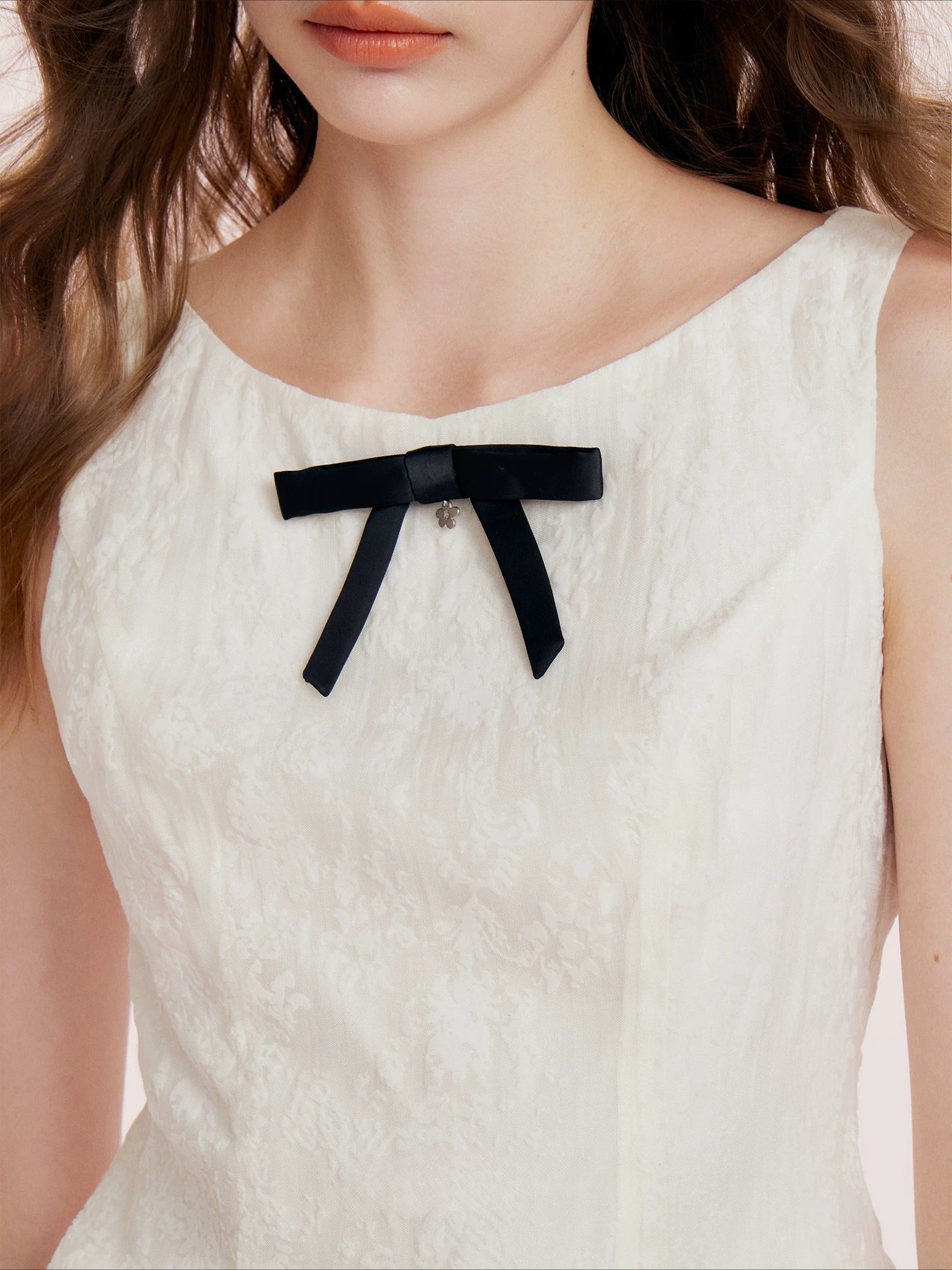 Flocked Bow A-Line Dress