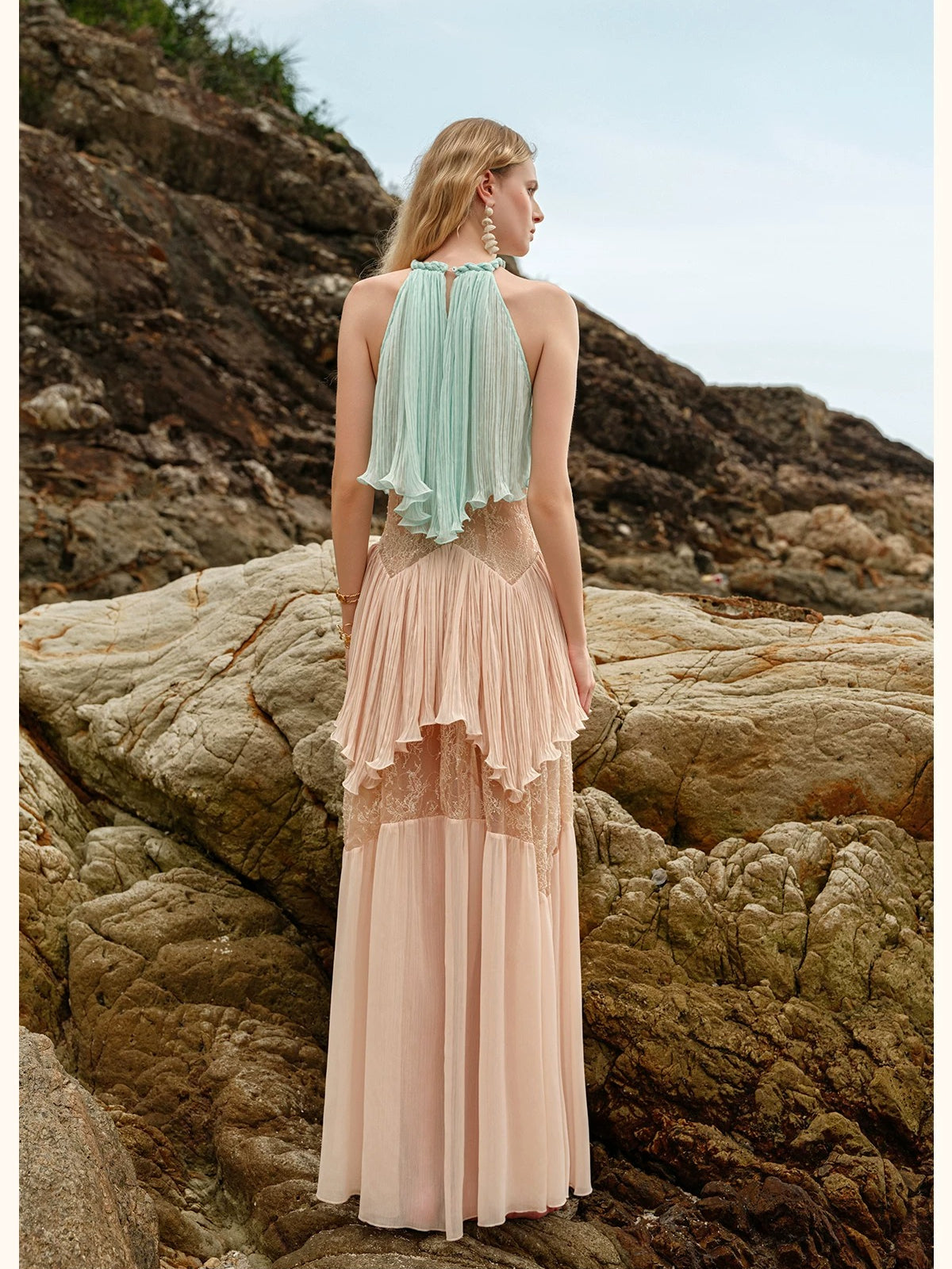 Laguna Lace Halter Maxi Dress