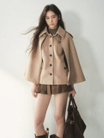 Vintage Plaid Panel Wool Cape Coat