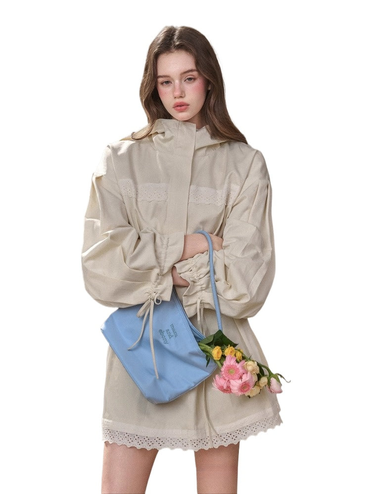 "A Cup of Milk" Relaxed Cotton Trench &amp; Skirt Set