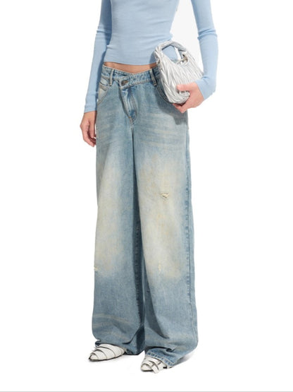 Leather-Trim Low-Rise Jeans