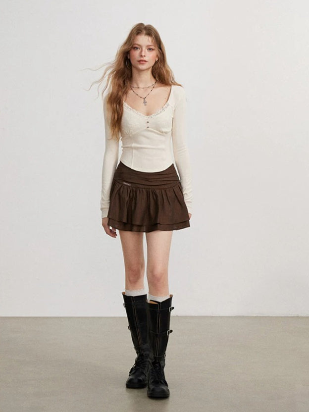 Lace Patchwork Long Sleeve Top