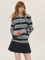 Vintage Striped Wool Polo Sweater