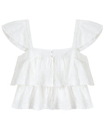 Soft Flutter Sleeve Blouse & Skirt Set