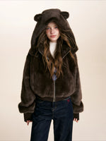 Brown Bear Hood Plush Jacket