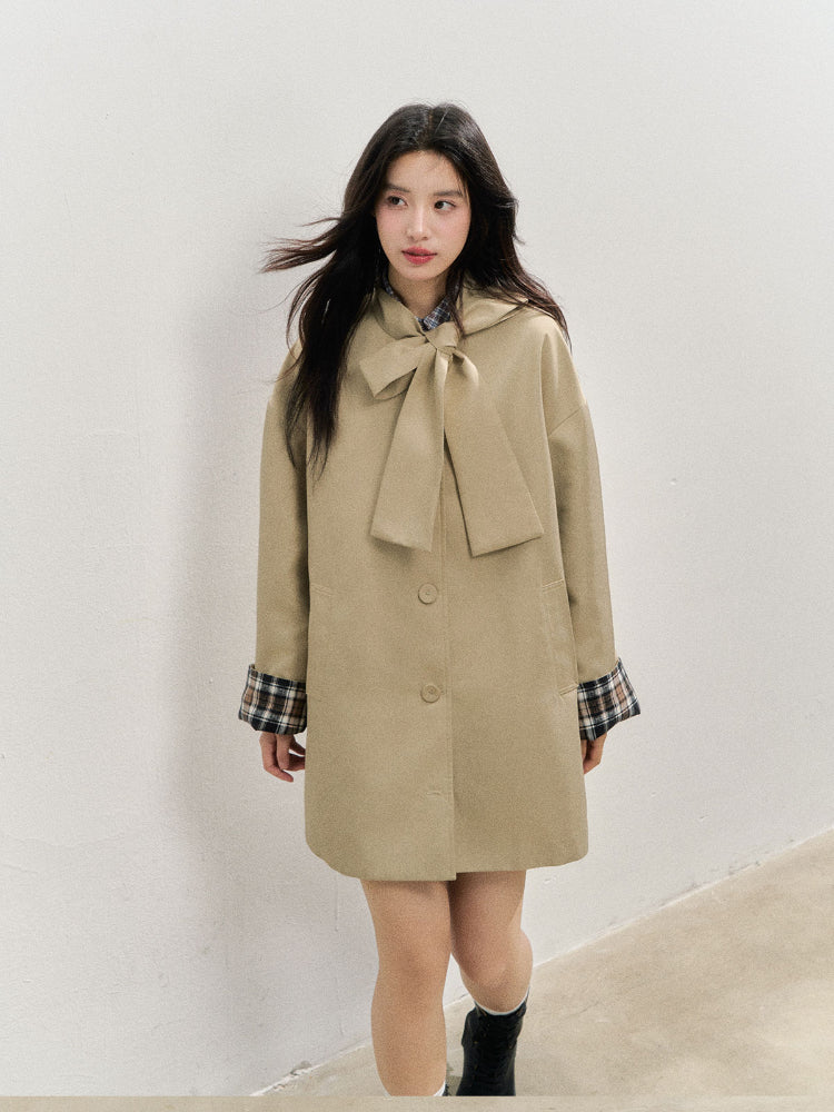 Khaki Bow Trench Coat