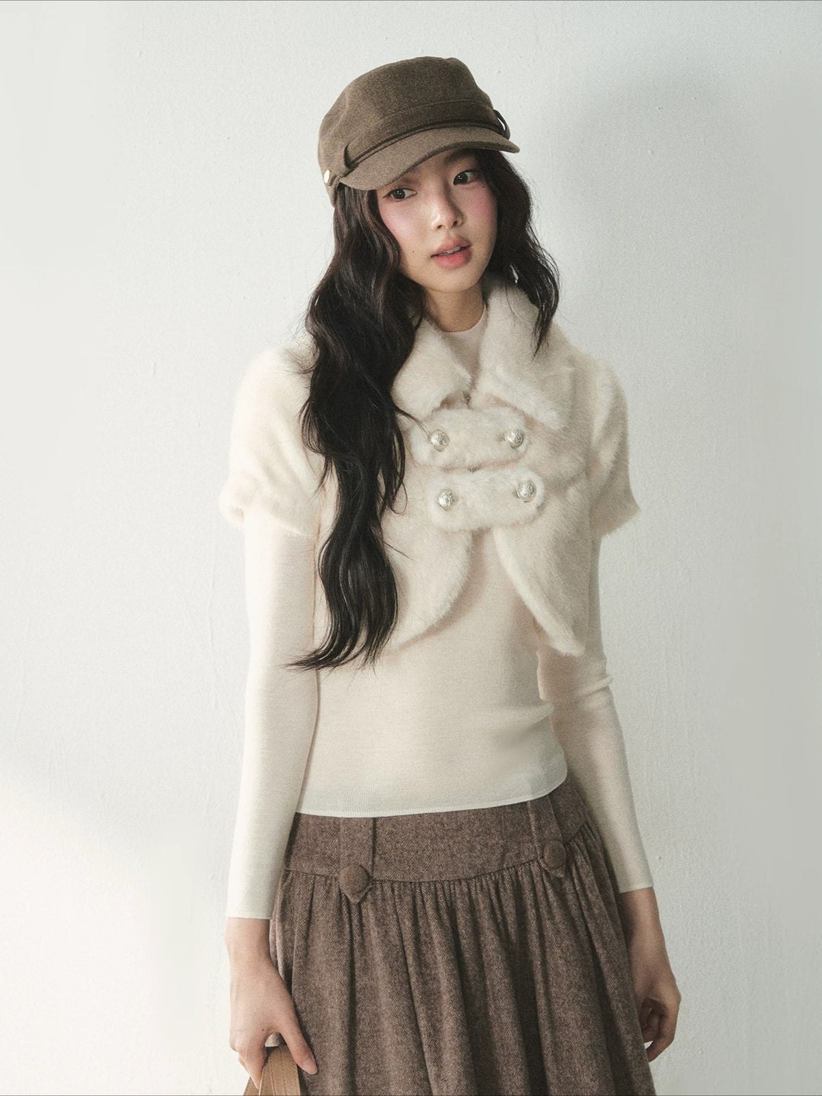 Double-Breasted Faux Fur Jacket